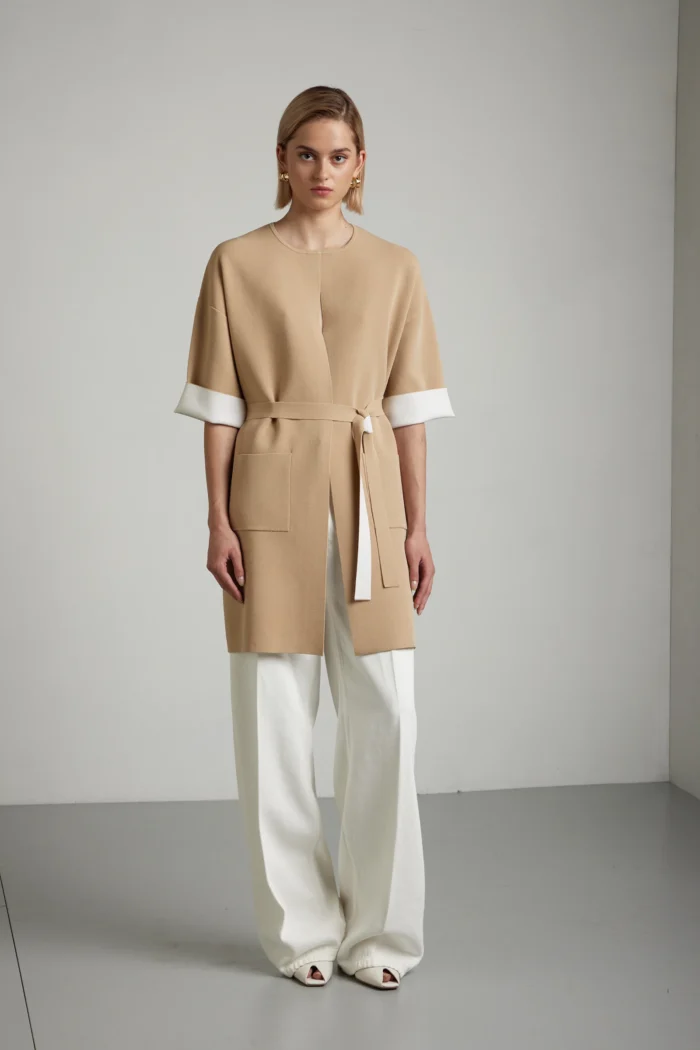 Spolverino con cintura in viscosa stretch