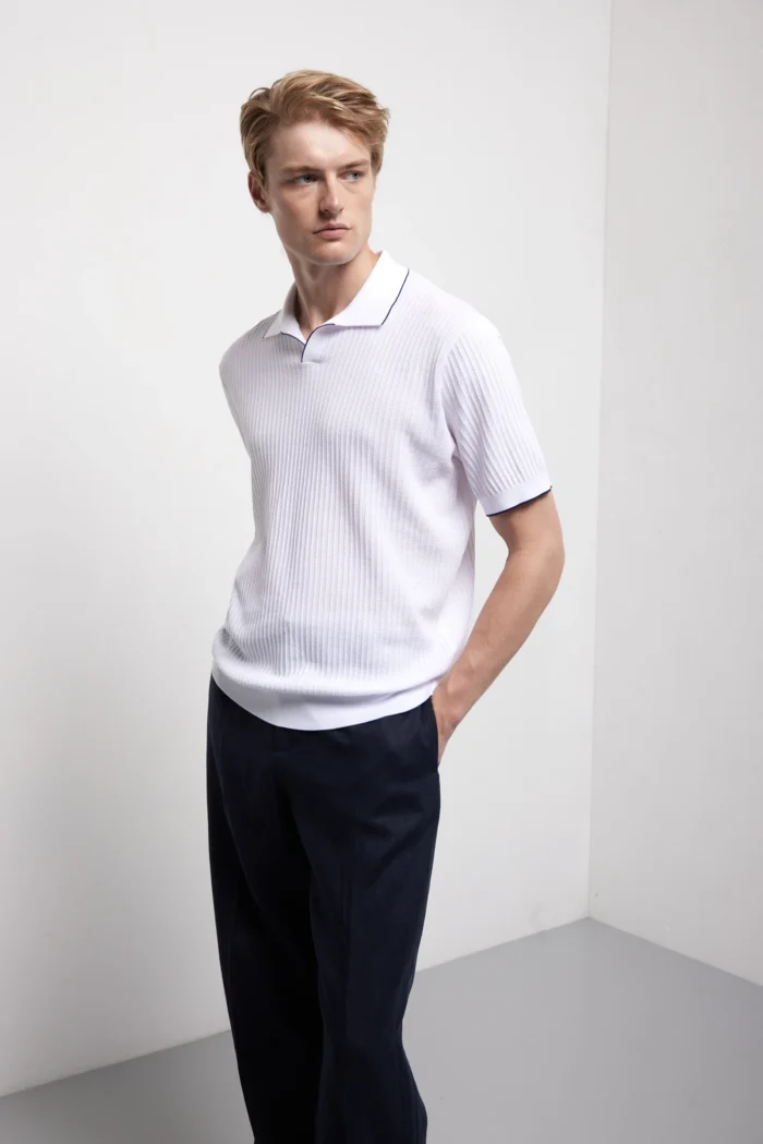Polo manica corta punto spirale in cotone