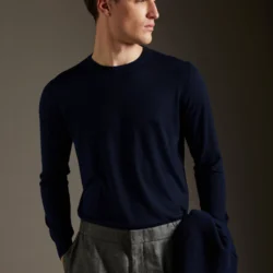 Maglia girocollo in seta e cashmere - Thumbnail Image 2