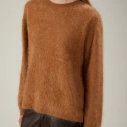 Maglia girocollo in cashmere effetto garzato - Thumbnail Image 2