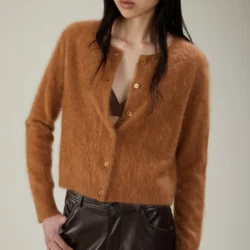 Cardigan in cashmere effetto garzato - Thumbnail Image 2