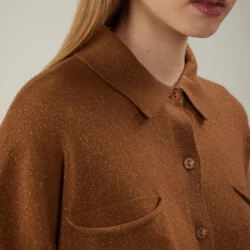 Camicia in filato fantasia con tasche e spacchi in micropaillettes - Thumbnail Image 3