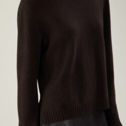 Maglia girocollo in lana e cashmere con spacchi laterali - Thumbnail Image 1