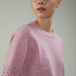 Maglia girocollo manica corta in lana moulinè - Thumbnail Image 3