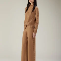 Pantalone in lana con lavorazione a trecce verticali - Thumbnail Image 1