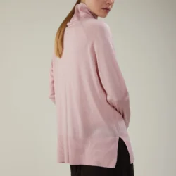 Maglia a collo alto in seta e cashmere con maniche raglan e spacchi laterali - Thumbnail Image 2