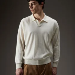Polo skipper oversize in lana e cotone - Thumbnail Image 1