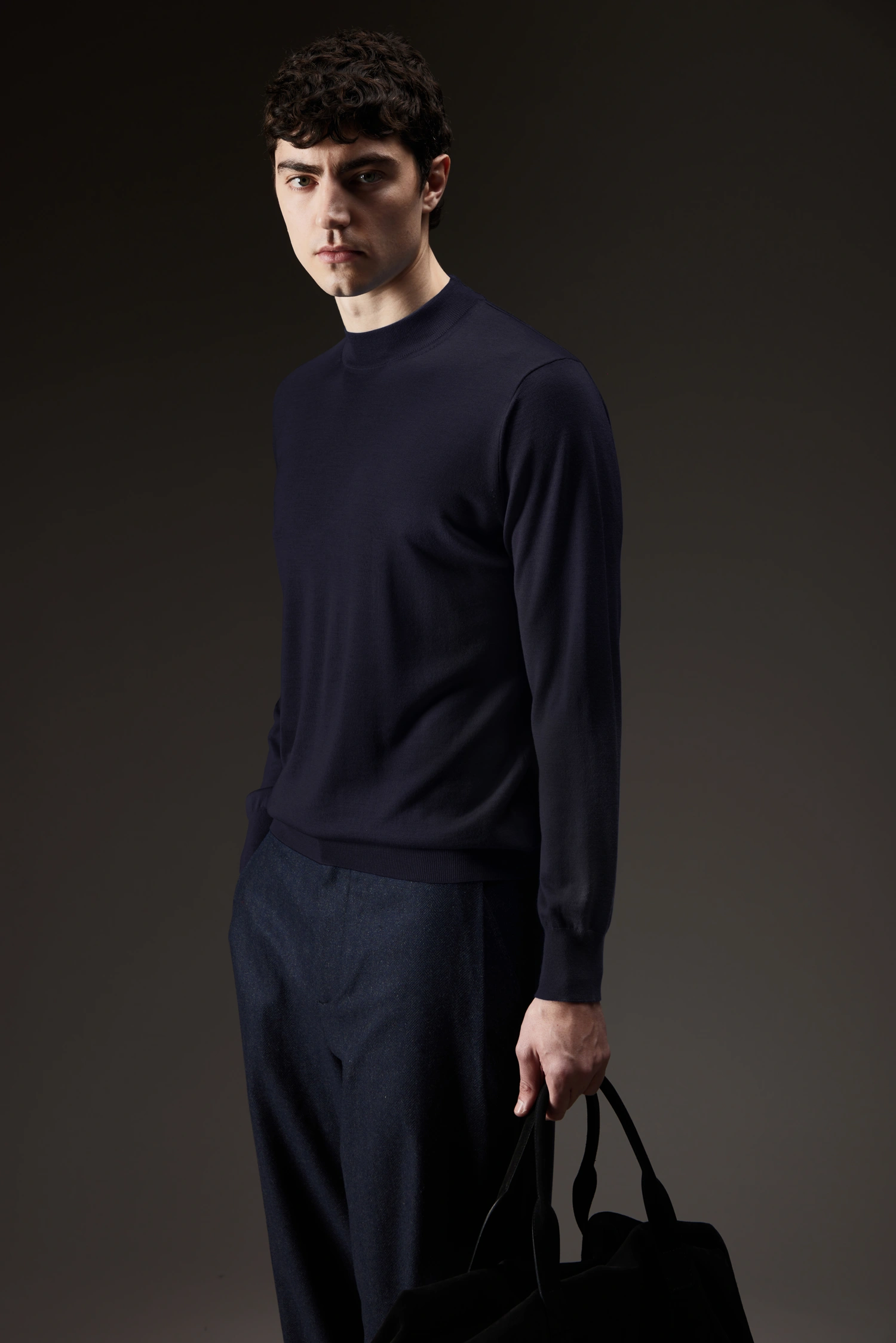 Maglia mezzo lupetto in lana merinos extrafine - immagine 2