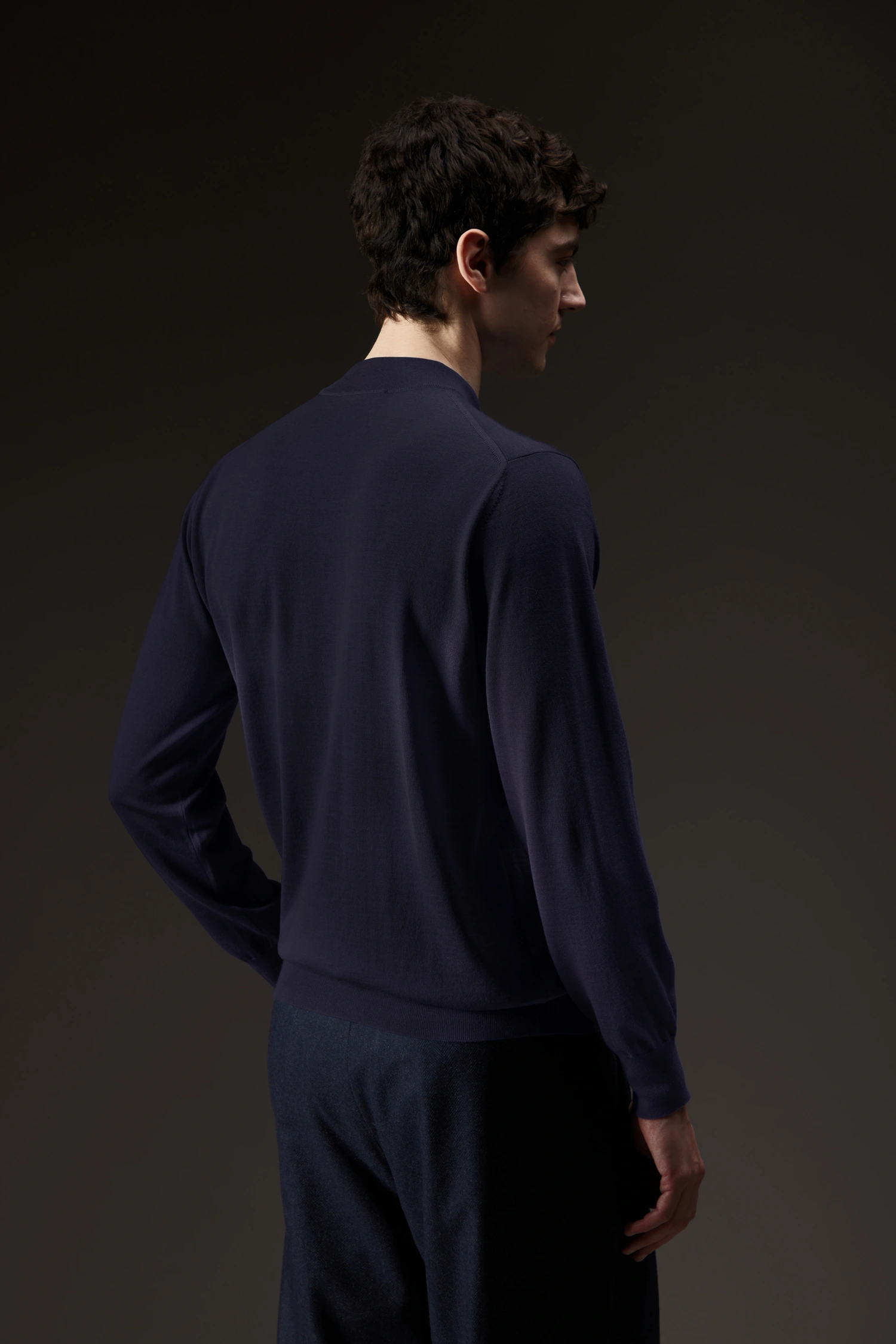 Maglia mezzo lupetto in lana merinos extrafine - immagine 3