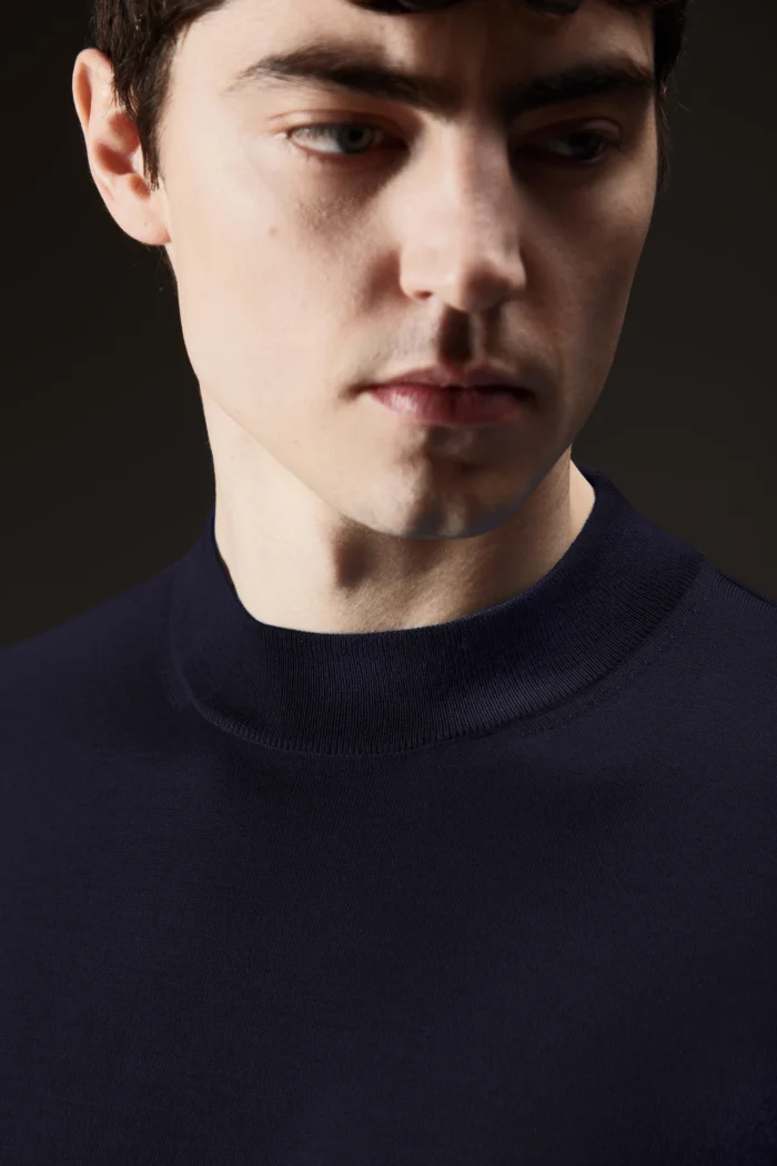 Maglia mezzo lupetto in lana merinos extrafine