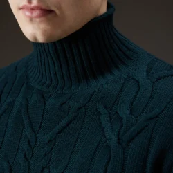 Maglione collo alto a coste e trecce - Thumbnail Image 2