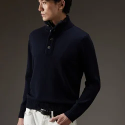 Maglia in lana con zip e bottoni - Thumbnail Image 1