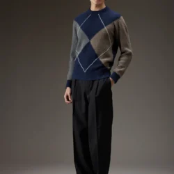 Maglia girocollo con motivo a maxi rombi - Thumbnail Image 1