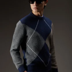 Maglia girocollo con motivo a maxi rombi - Thumbnail Image 2